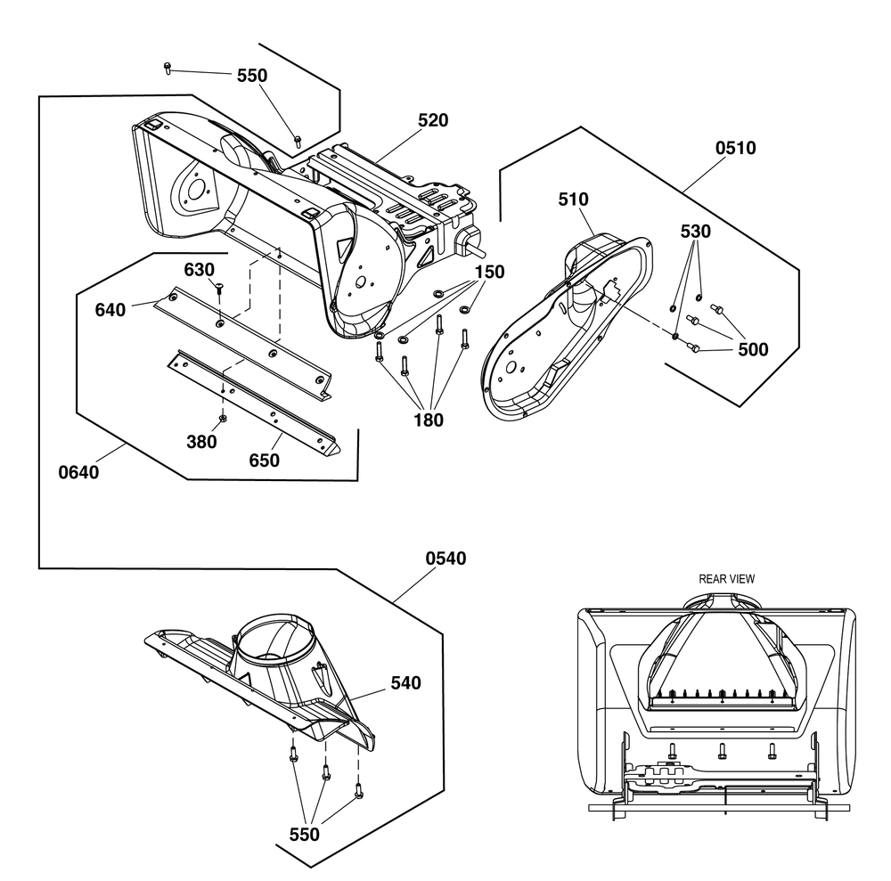 Frame Group Diagram and Parts List for 1696715-01-1022E 2019 Briggs and Stratton Snow Blower